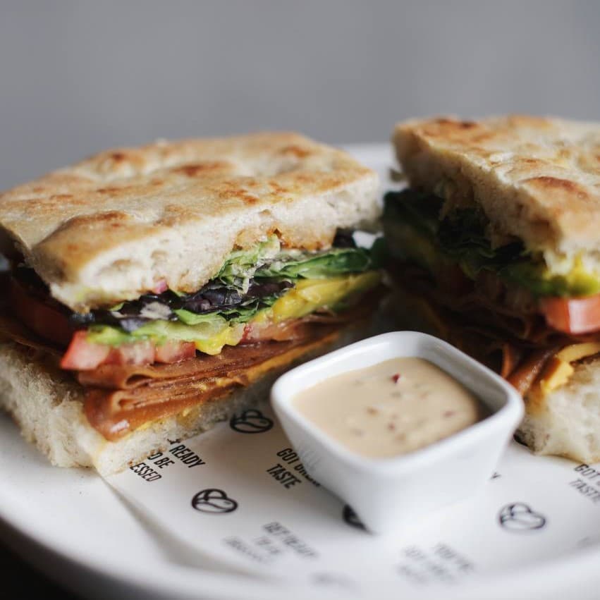 Vegan pastrami focaccia
